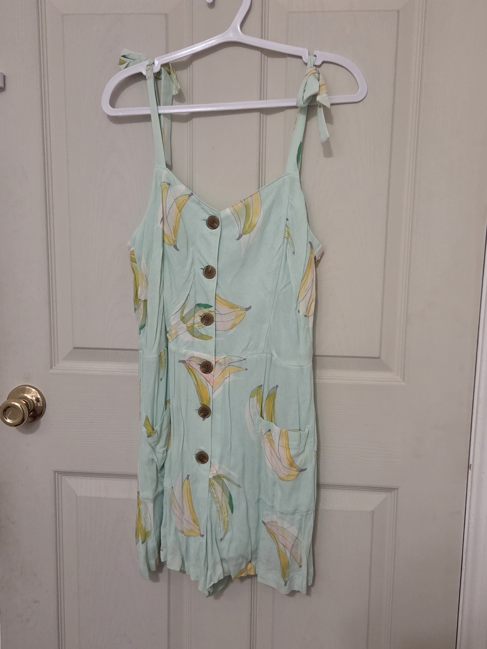 LC Lauren Conrad Mint Green Banana Print Tie-Strap Sundress